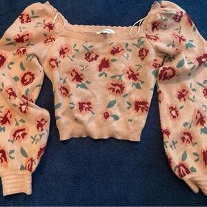 Floral Puff Sleeve Sweater